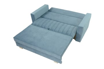 Bensbyn 2-seter Sovesofa med Oppbevaring og Vertikale Sømmer i Fløyel - Rosa - Møbler - Sofaer - Sovesofaer
