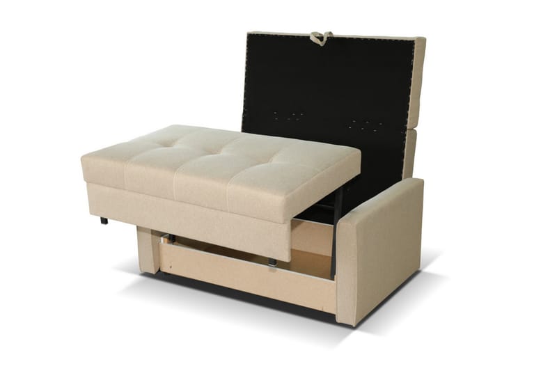 Bensbyn 2-seter Uttrekkbar Sovesofa 112x196 cm med Oppbevaring i Stoff - Grå - Møbler - Sofaer - Sovesofaer