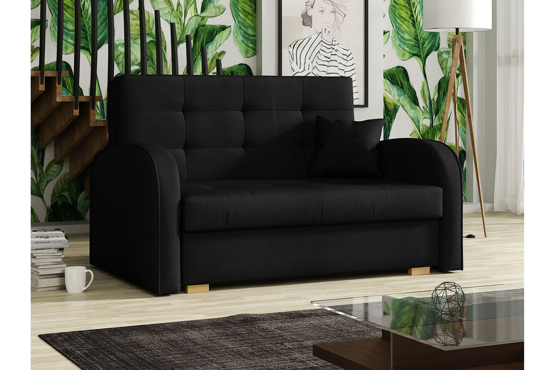 Bensbyn 2-seters Sovesofa - Fløyel/Svart - Møbler - Sofaer - Sovesofaer