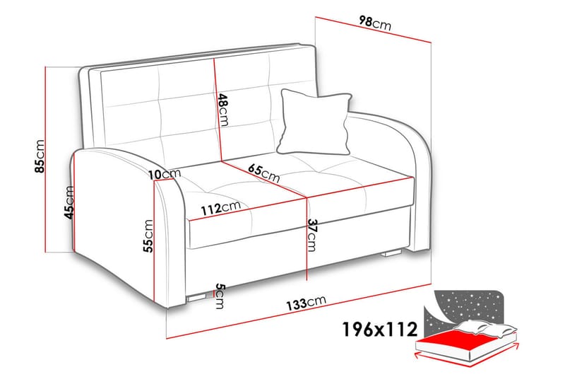 Bensbyn 2-seters Sovesofa - Fløyel/Svart - Sovesofaer - 2 seters sovesofa - Fløyel sofaer