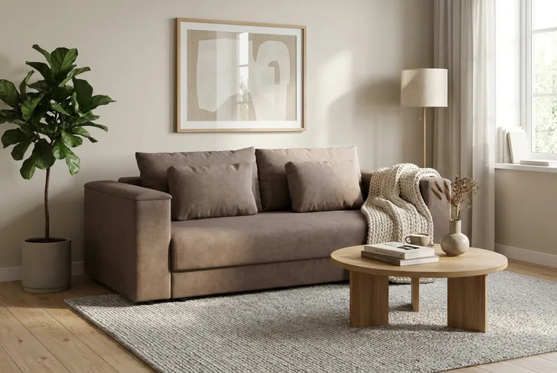 Bergen Ekstra dyp, 3-seters sovesofa med oppbevaring - Brun - Møbler - Sofaer - Sovesofaer