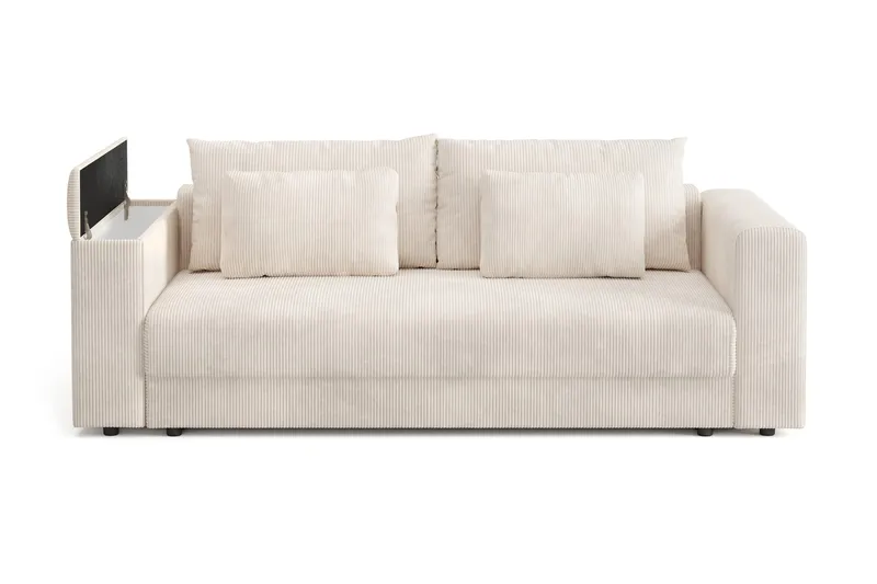 Bergen Ekstra dyp, 3-seters sovesofa med oppbevaring i manchester - Beige - Møbler - Sofaer - Sovesofaer