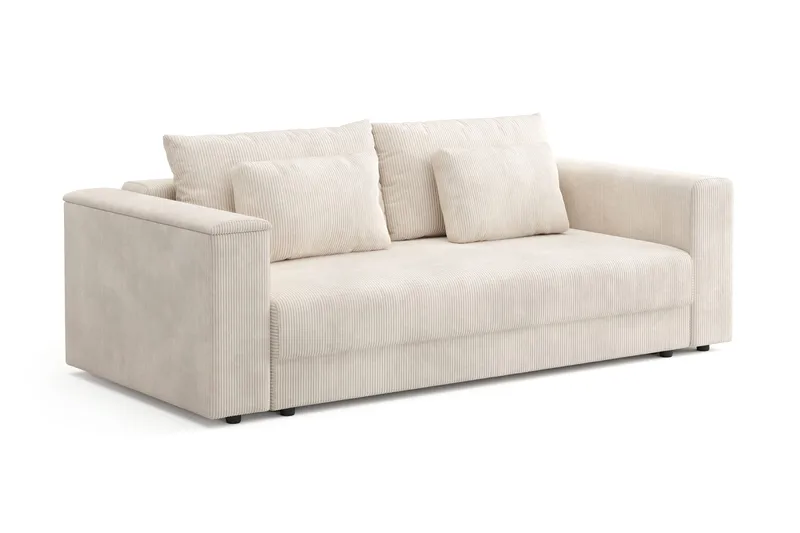 Bergen Ekstra dyp, 3-seters sovesofa med oppbevaring i manchester - Beige - Møbler - Sofaer - Sovesofaer