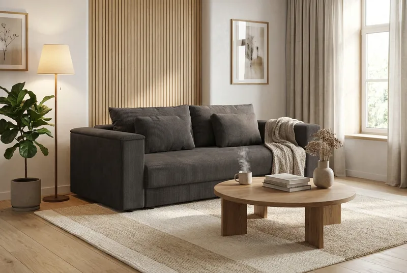 Bergen Ekstra dyp, 3-seters sovesofa med oppbevaring i manchester - Brun - Møbler - Sofaer - Sovesofaer