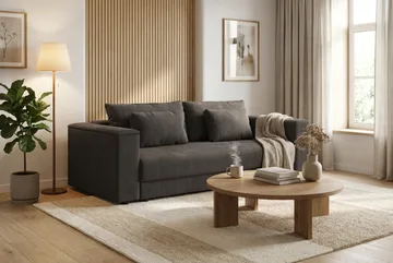 Bergen Ekstra dyp, 3-seters sovesofa med oppbevaring i manchester - Taupe - Møbler - Sofaer - Sovesofaer