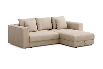 Bergen Ekstra dyp, 3-seters sovesofa med vendbar sjeselong og oppbevaring - Beige - Møbler - Sofaer - Sovesofaer
