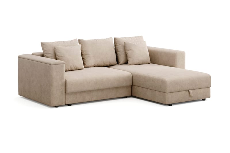 Bergen Ekstra dyp, 3-seters sovesofa med vendbar sjeselong og oppbevaring - Beige - Møbler - Sofaer - Sovesofaer