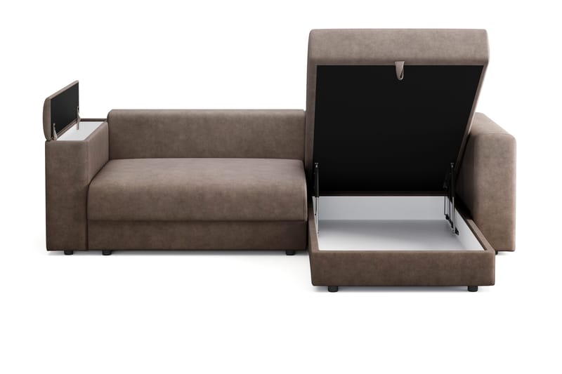 Bergen Ekstra dyp, 3-seters sovesofa med vendbar sjeselong og oppbevaring - Brun - Møbler - Sofaer - Sovesofaer