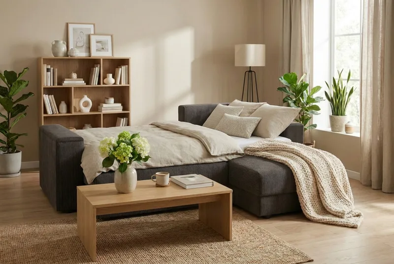 Bergen Ekstra dyp, 3-seters sovesofa med vendbar sjeselong og oppbevaring i manchester - Brun - Møbler - Sofaer - Sovesofaer