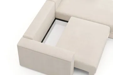 Bergen Ekstra dyp 3-seters sovesofa med divan og overmadrass i polyeterskum og vaskbart trekk - Beige - Møbler - Sofaer - Sovesofaer