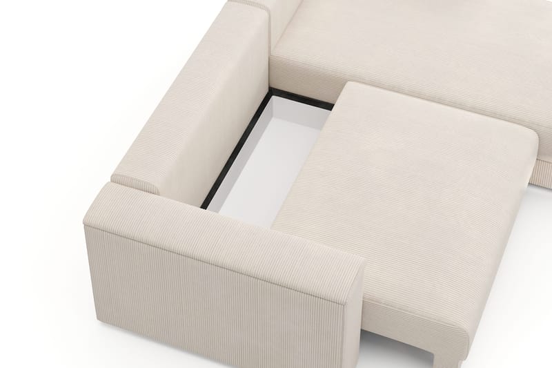 Bergen Ekstra dyp 3-seters sovesofa med divan og overmadrass i polyeterskum og vaskbart trekk - Beige manchester - Møbler - Sofaer - Sovesofaer - Sovesofa divan