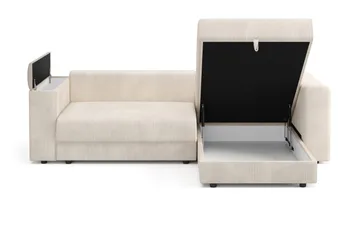 Bergen Ekstra dyp 3-seters sovesofa med divan og overmadrass i polyeterskum og vaskbart trekk - Beige - Møbler - Sofaer - Sovesofaer