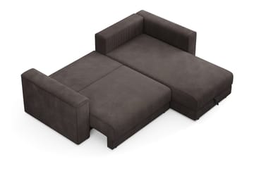 Bergen Ekstra dyp 3-seters sovesofa med divan og overmadrass i polyeterskum, vendbar sommer- og vinterside og vaskbart trekk - Taupe - Møbler - Sofaer - Sovesofaer