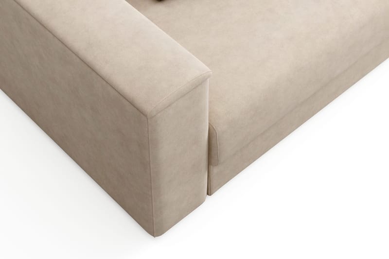 Bergen Ekstra dyp fremoveruttrekkbar 3-seters sovesofa med divan og overmadrass i polyeterskum og vaskbart trekk - Brunt stoff - Møbler - Sofaer - Sovesofaer - Sovesofa divan