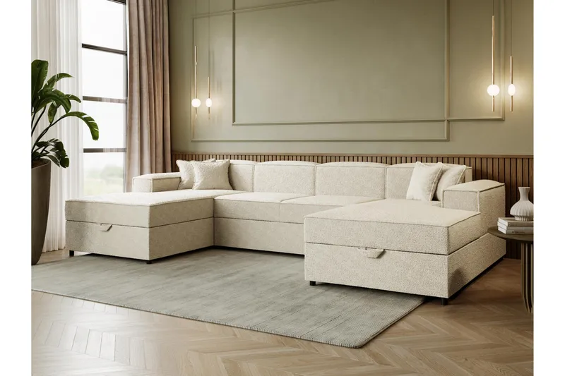 Bizantine Sovesofa Dobbel Divan 4-Seter - Beige - Møbler - Sofaer - Sovesofaer