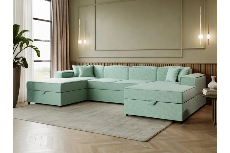 Bizantine Sovesofa Dobbel Divan 4-Seter - Grønn - Møbler - Sofaer - Sovesofaer