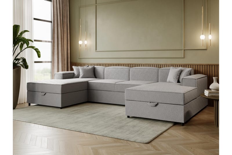 Bizantine Sovesofa Dobbel Divan 4-Seter - Hvit/Sort - Møbler - Sofaer - Sovesofaer