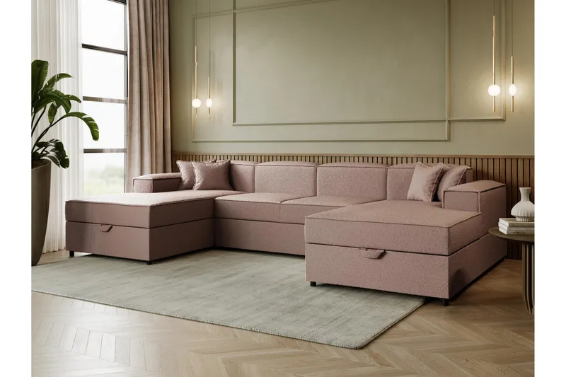 Bizantine Sovesofa Dobbel Divan 4-Seter - Rosa - Møbler - Sofaer - Sovesofaer