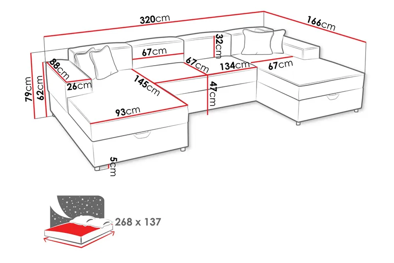Bizantine Sovesofa Dobbel Divan 4-Seter - Møbler - Sofaer - Sovesofaer
