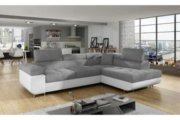 Bobis Høyrevendt L-formet Sovesofa 125x193 cm med Oppbevaring i Stoff - Gammelrosa - Møbler - Sofaer - Sovesofaer