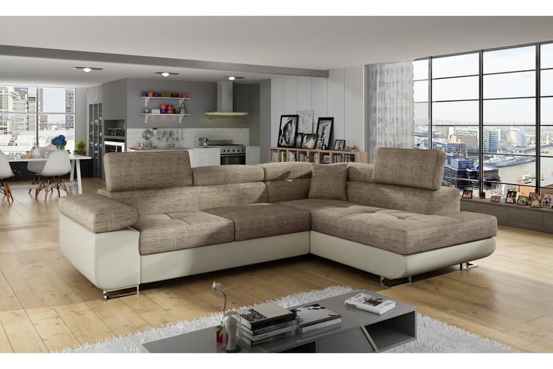 Bobis Sovesofa med Sjeselong Høyre - Beige - Møbler - Sofaer - Sovesofaer