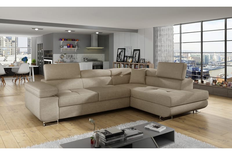 Bobis Sovesofa med Sjeselong Høyre - Beige - Møbler - Sofaer - Sovesofaer