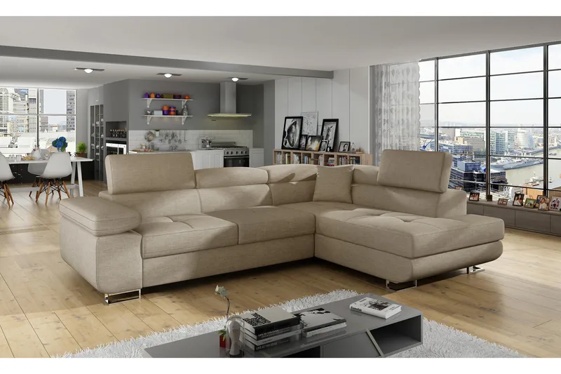 Bobis Sovesofa med Sjeselong Høyre - Beige - Møbler - Sofaer - Sovesofaer