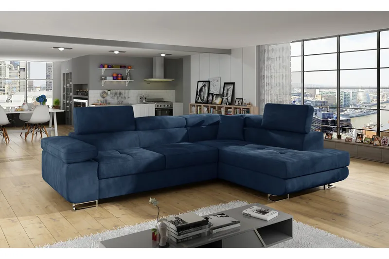 Bobis Sovesofa med Sjeselong Høyre - Blå - Møbler - Sofaer - Sovesofaer