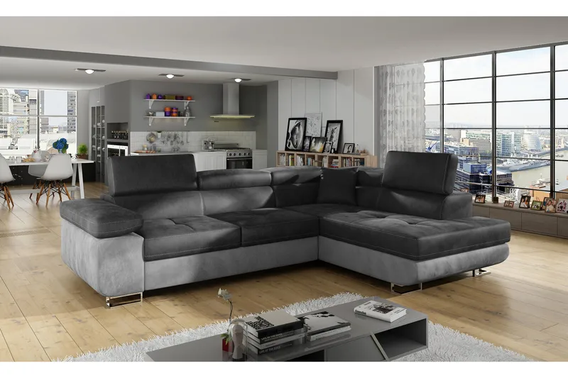 Bobis Sovesofa med Sjeselong Høyre - Grå - Møbler - Sofaer - Sovesofaer