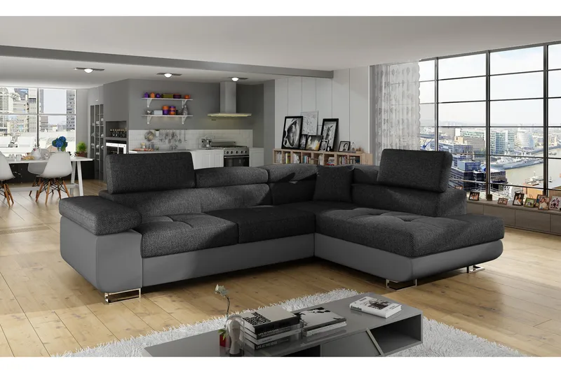 Bobis Sovesofa med Sjeselong Høyre - Grå - Møbler - Sofaer - Sovesofaer