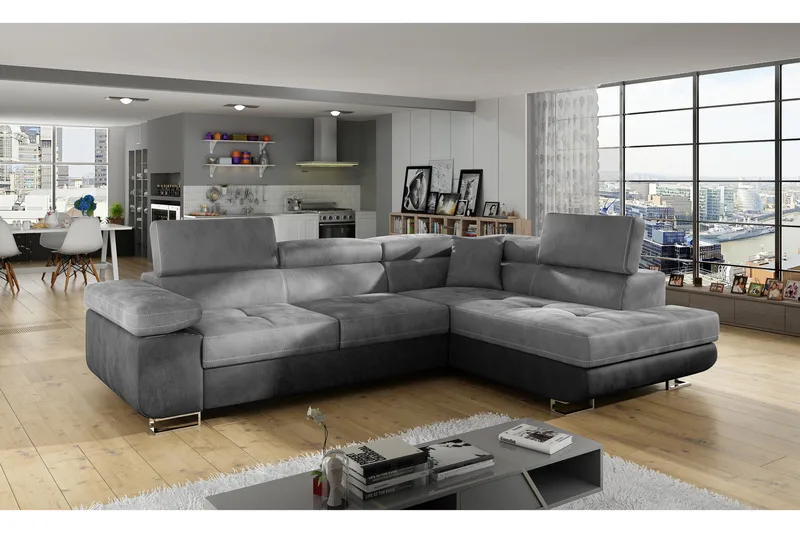 Bobis Sovesofa med Sjeselong Høyre - Grå - Møbler - Sofaer - Sovesofaer