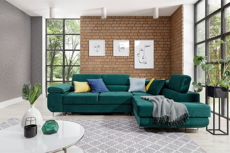 Bobis Sovesofa med Sjeselong Høyre - Grønn - Møbler - Sofaer - Sovesofaer