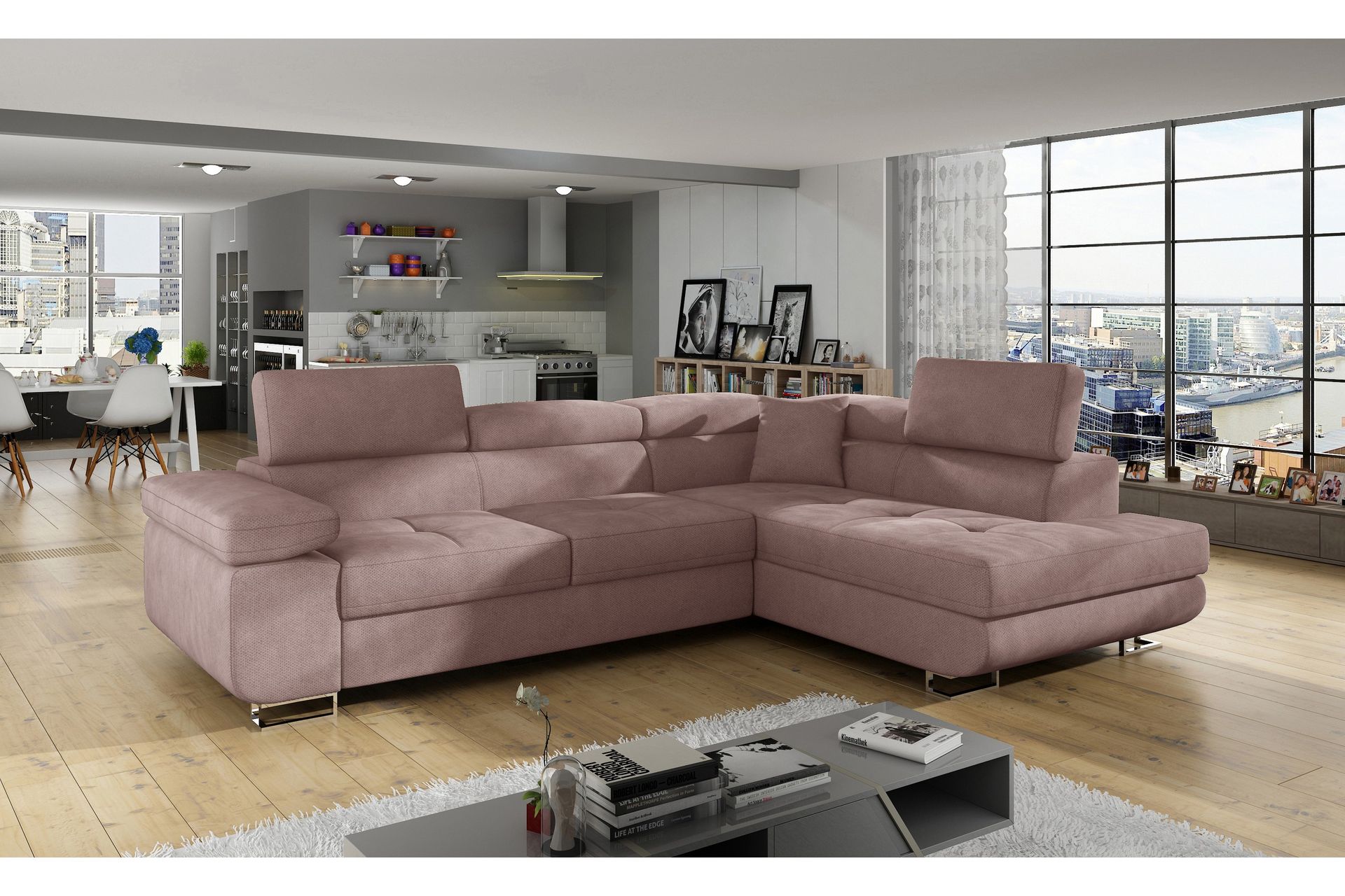 Bobis Sovesofa med Sjeselong Høyre - Rosa - Møbler - Sofaer - Sovesofaer