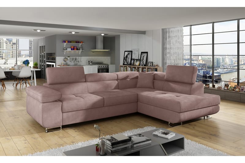 Bobis Sovesofa med Sjeselong Høyre - Rosa - Møbler - Sofaer - Sovesofaer