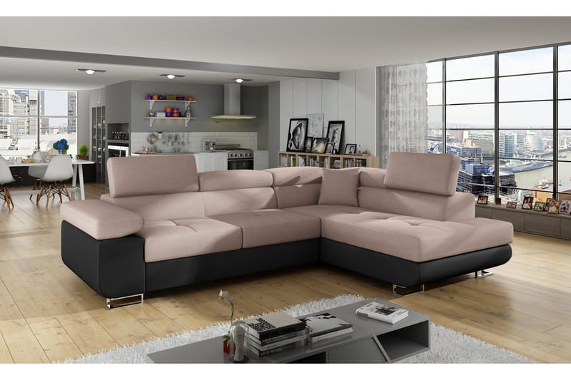 Bobis Sovesofa med Sjeselong Høyre - Rosa/Svart - Møbler - Sofaer - Sovesofaer