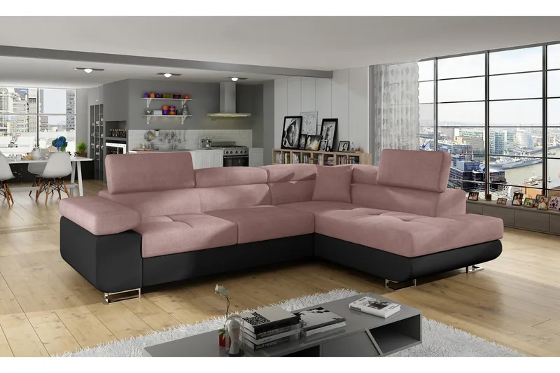 Bobis Sovesofa med Sjeselong Høyre - Rosa/Svart - Møbler - Sofaer - Sovesofaer