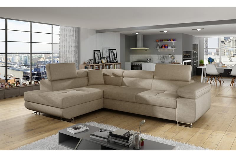 Bobis Sovesofa med Sjeselong Venstre - Beige - Møbler - Sofaer - Sovesofaer
