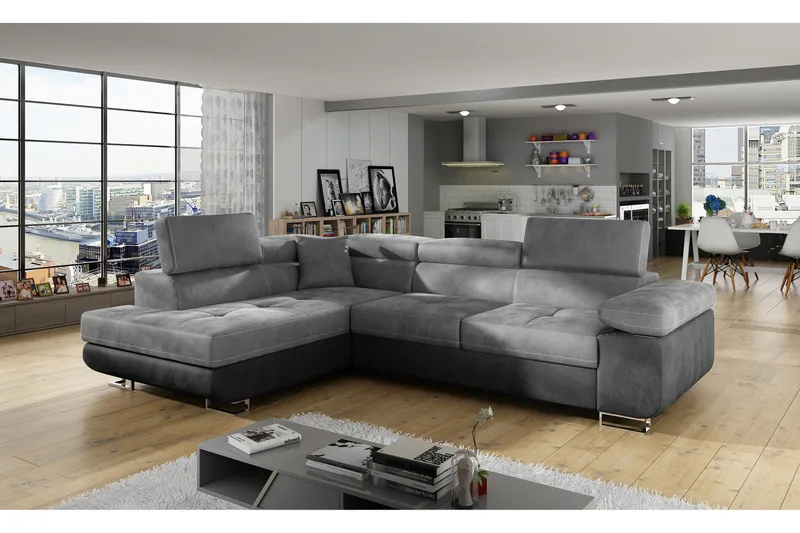 Bobis Sovesofa med Sjeselong Venstre - Grå - Møbler - Sofaer - Sovesofaer