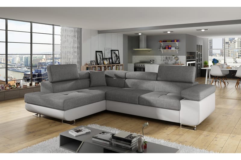 Bobis Sovesofa med Sjeselong Venstre - Grå/Hvit - Møbler - Sofaer - Sovesofaer