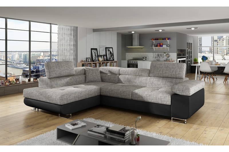 Bobis Sovesofa med Sjeselong Venstre - Grå/Svart - Møbler - Sofaer - Sovesofaer