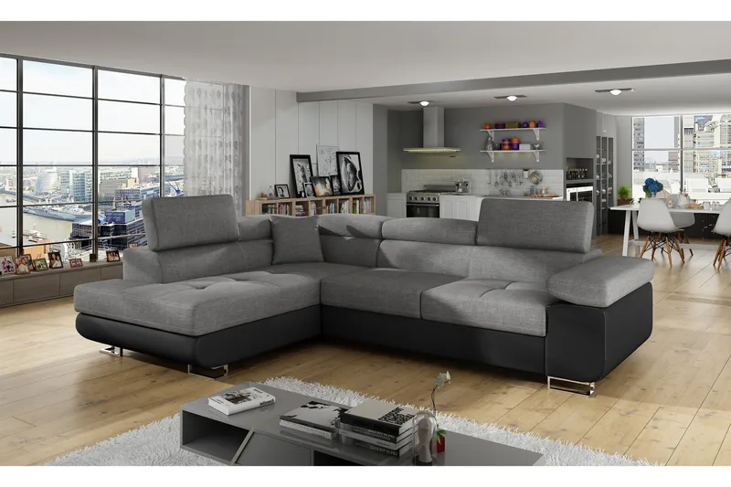 Bobis Sovesofa med Sjeselong Venstre, Grå/Svart