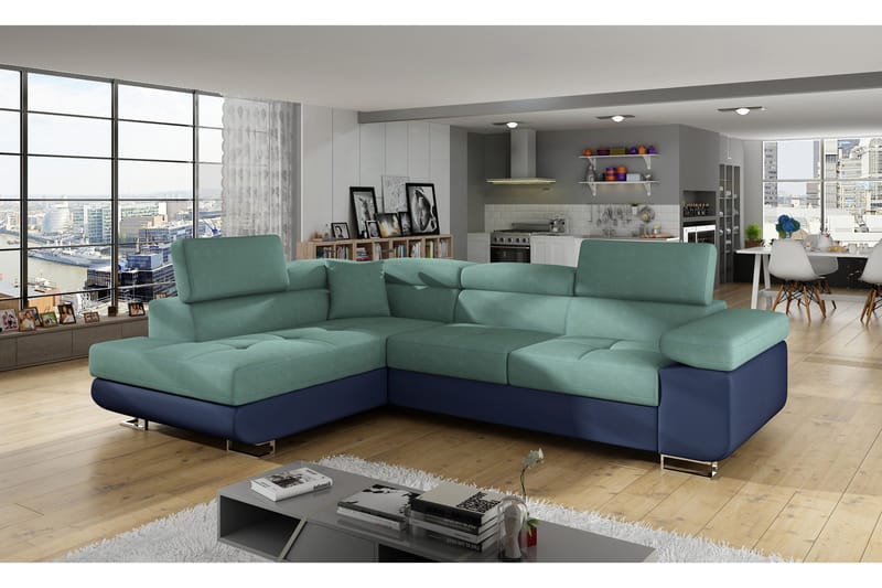 Bobis Sovesofa med Sjeselong Venstre, Grønn/Blå