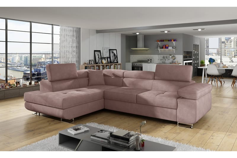 Bobis Sovesofa med Sjeselong Venstre - Rosa - Møbler - Sofaer - Sovesofaer
