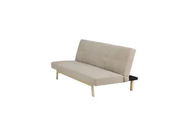 Bodil 2-seter Komfortabel Knappet Sovesofa i Stoff med Trebein - Beige - Møbler - Sofaer - Sovesofaer