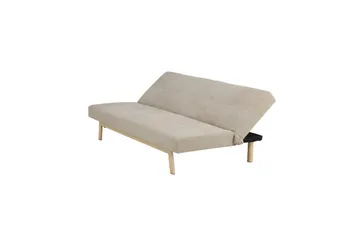 Bodil 2-seter Komfortabel Knappet Sovesofa i Stoff med Trebein - Beige - Møbler - Sofaer - Sovesofaer