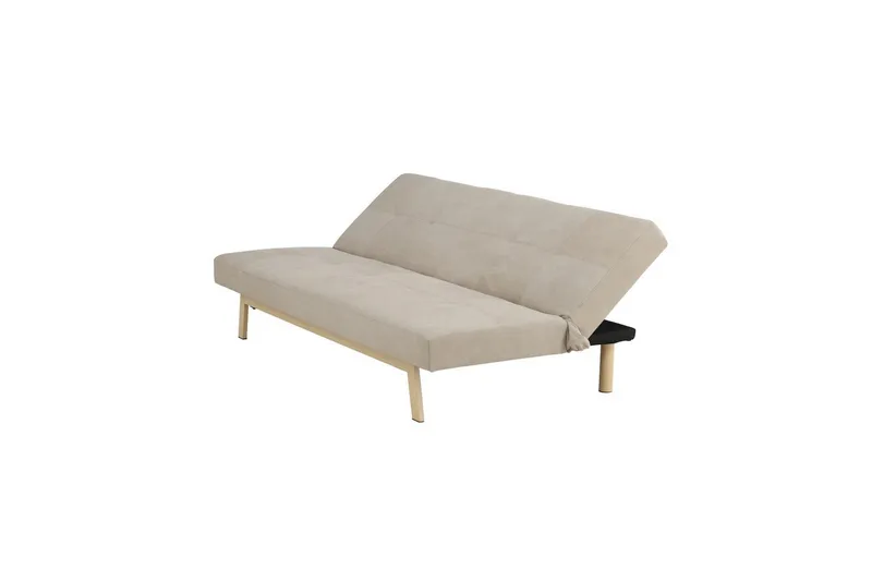 Bodil 2-seter Komfortabel Knappet Sovesofa i Stoff med Trebein - Beige - Møbler - Sofaer - Sovesofaer