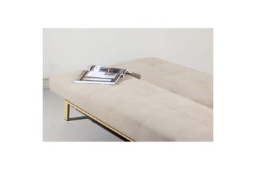 Bodil 2-seter Komfortabel Knappet Sovesofa i Stoff med Trebein - Beige - Møbler - Sofaer - Sovesofaer