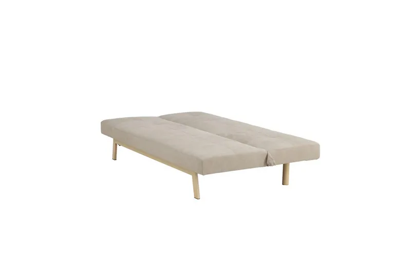 Bodil 2-seter Komfortabel Knappet Sovesofa i Stoff med Trebein - Beige - Møbler - Sofaer - Sovesofaer