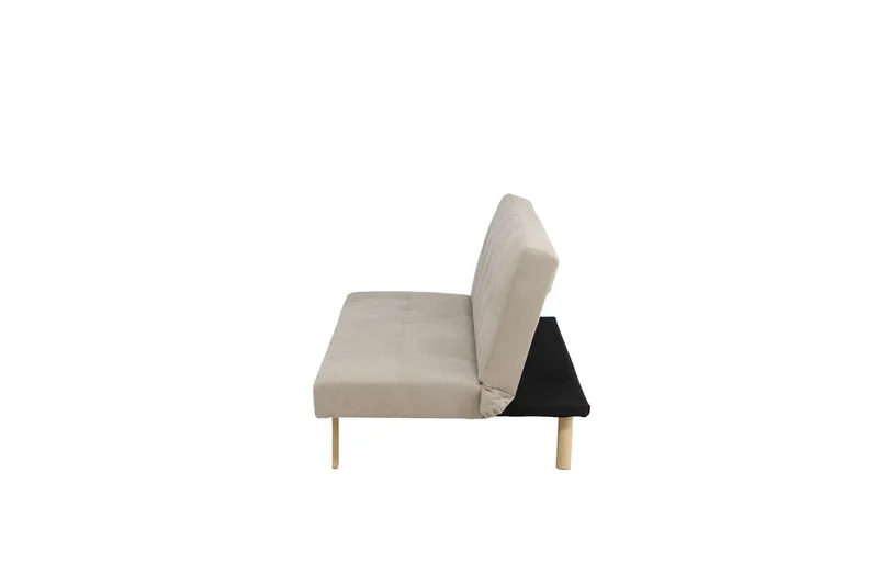 Bodil 2-seter Komfortabel Knappet Sovesofa i Stoff med Trebein - Beige - Møbler - Sofaer - Sovesofaer