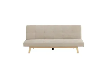 Bodil 2-seter Komfortabel Knappet Sovesofa i Stoff med Trebein - Beige - Møbler - Sofaer - Sovesofaer